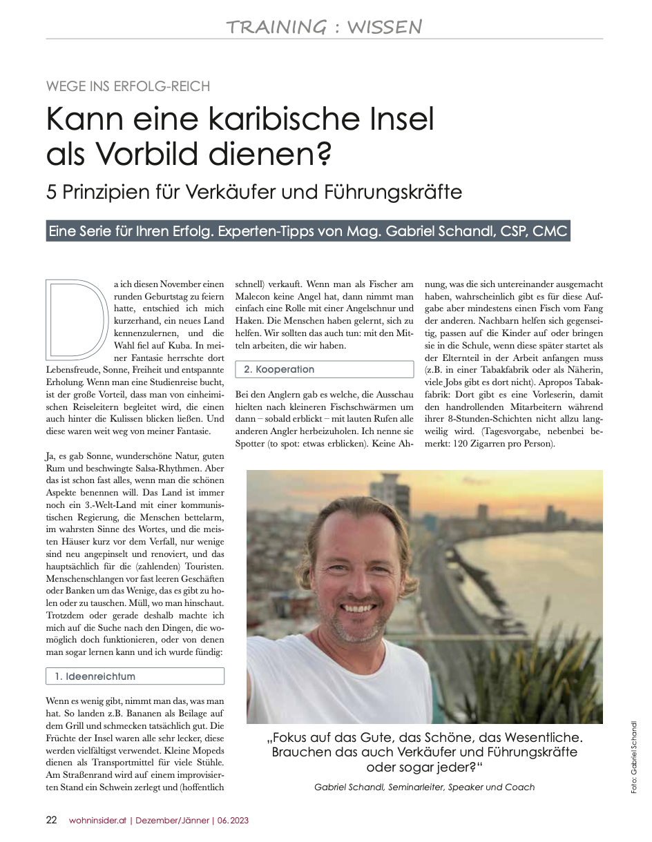 Gabriel Schandl Presseartikel, Pressebeitrag